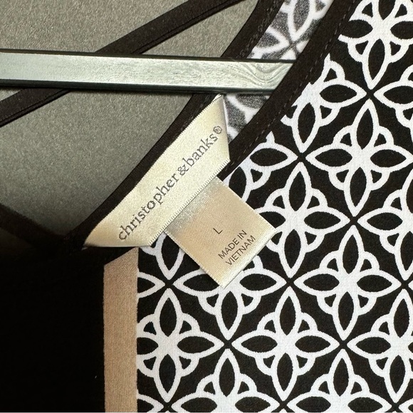 Christopher & Banks Black and White Patterned Blouse - Picture 3 of 3